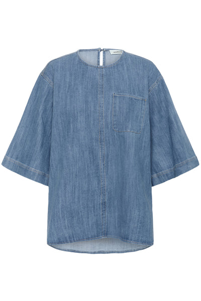 SLNinnie Amilea Blouse SS Medium Blue Denim - 301130 - 30408901 Thumbnail