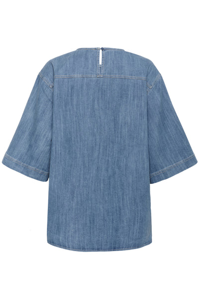 SLNinnie Amilea Blouse SS Medium Blue Denim - 301130 - 30408901 Thumbnail