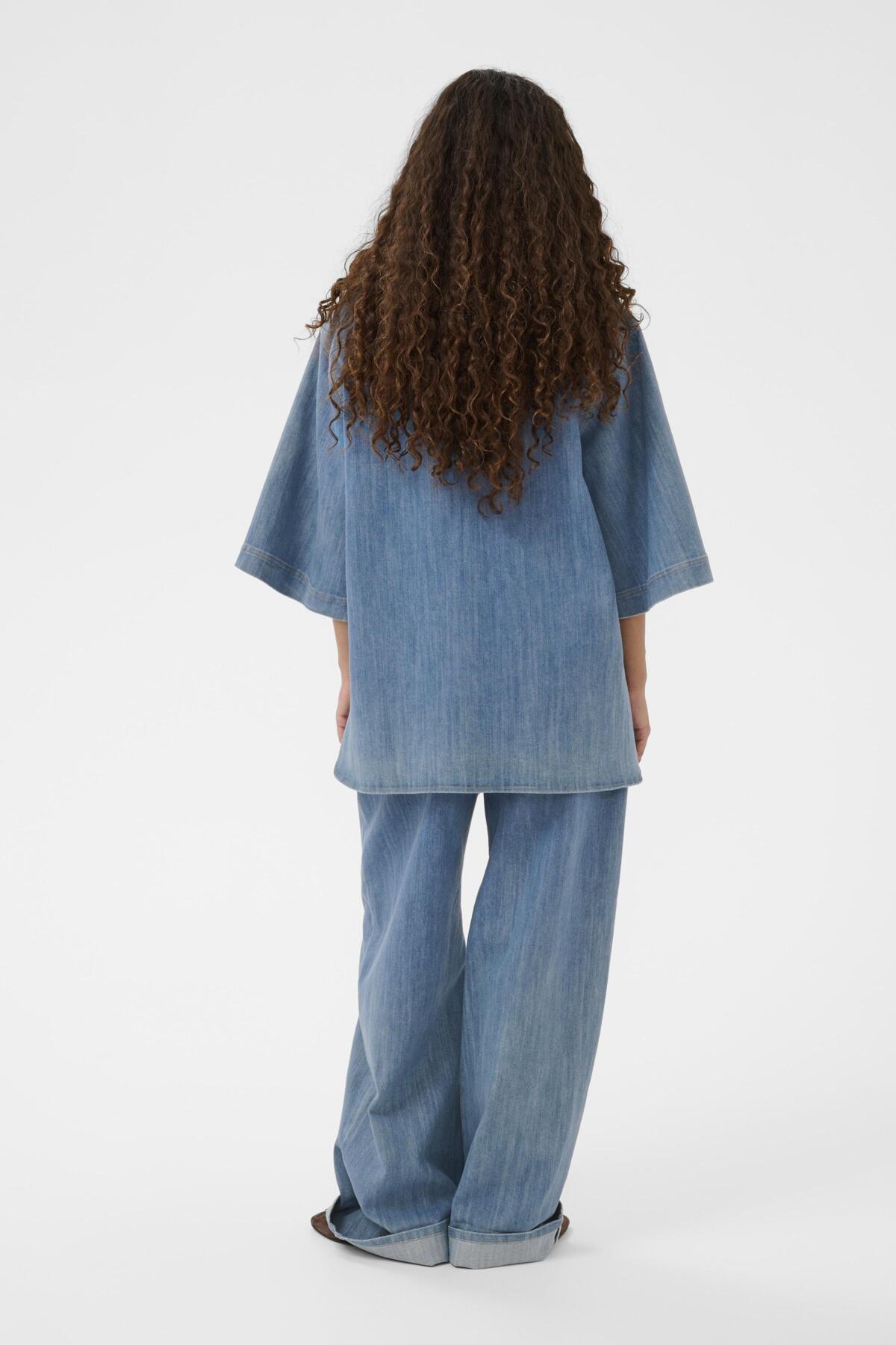 SLNinnie Amilea Blouse SS Medium Blue Denim - 301130 - 30408901