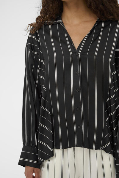 SLMarcela Printed Shirt Black W White Stripes - 304533 - 30408904 Thumbnail