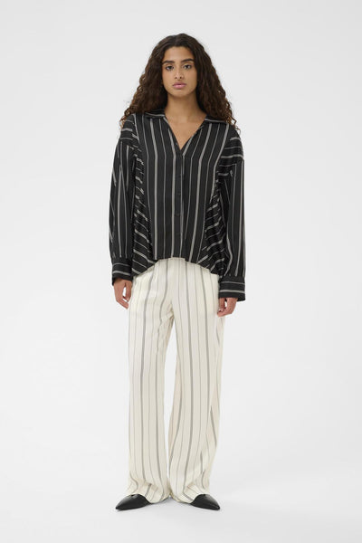 SLMarcela Printed Shirt Black W White Stripes - 304533 - 30408904 Thumbnail
