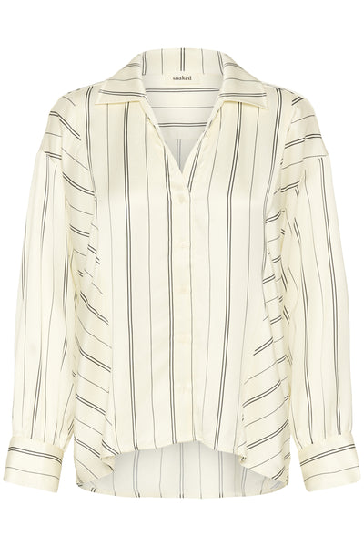 SLMarcela Printed Shirt White W Black Stripes - 304534 - 30408904 Thumbnail