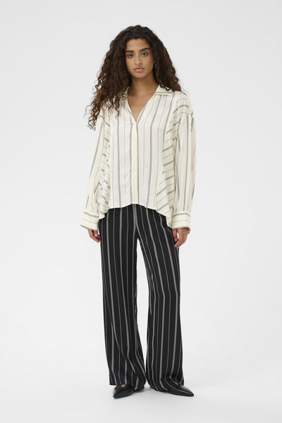 SLMarcela Printed Shirt White W Black Stripes - 304534 - 30408904 Thumbnail