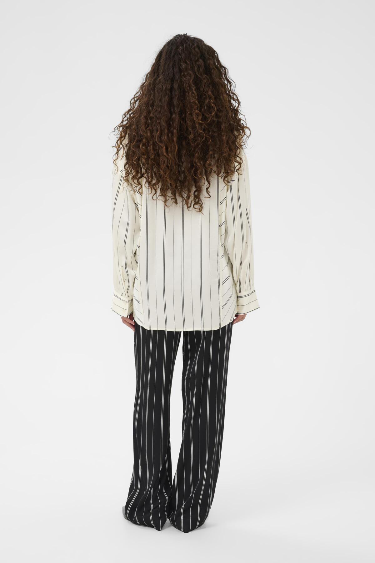 SLMarcela Printed Shirt White W Black Stripes - 304534 - 30408904