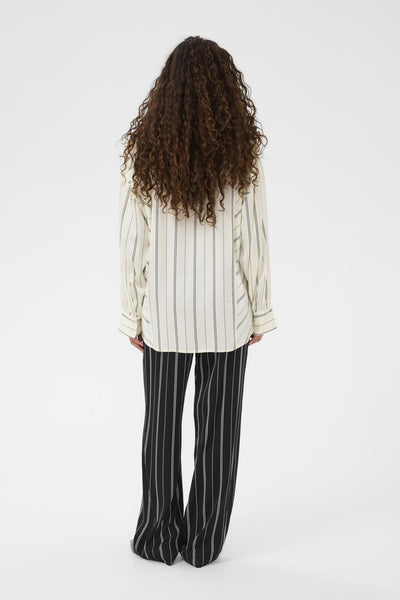 SLMarcela Printed Shirt White W Black Stripes - 304534 - 30408904 Thumbnail