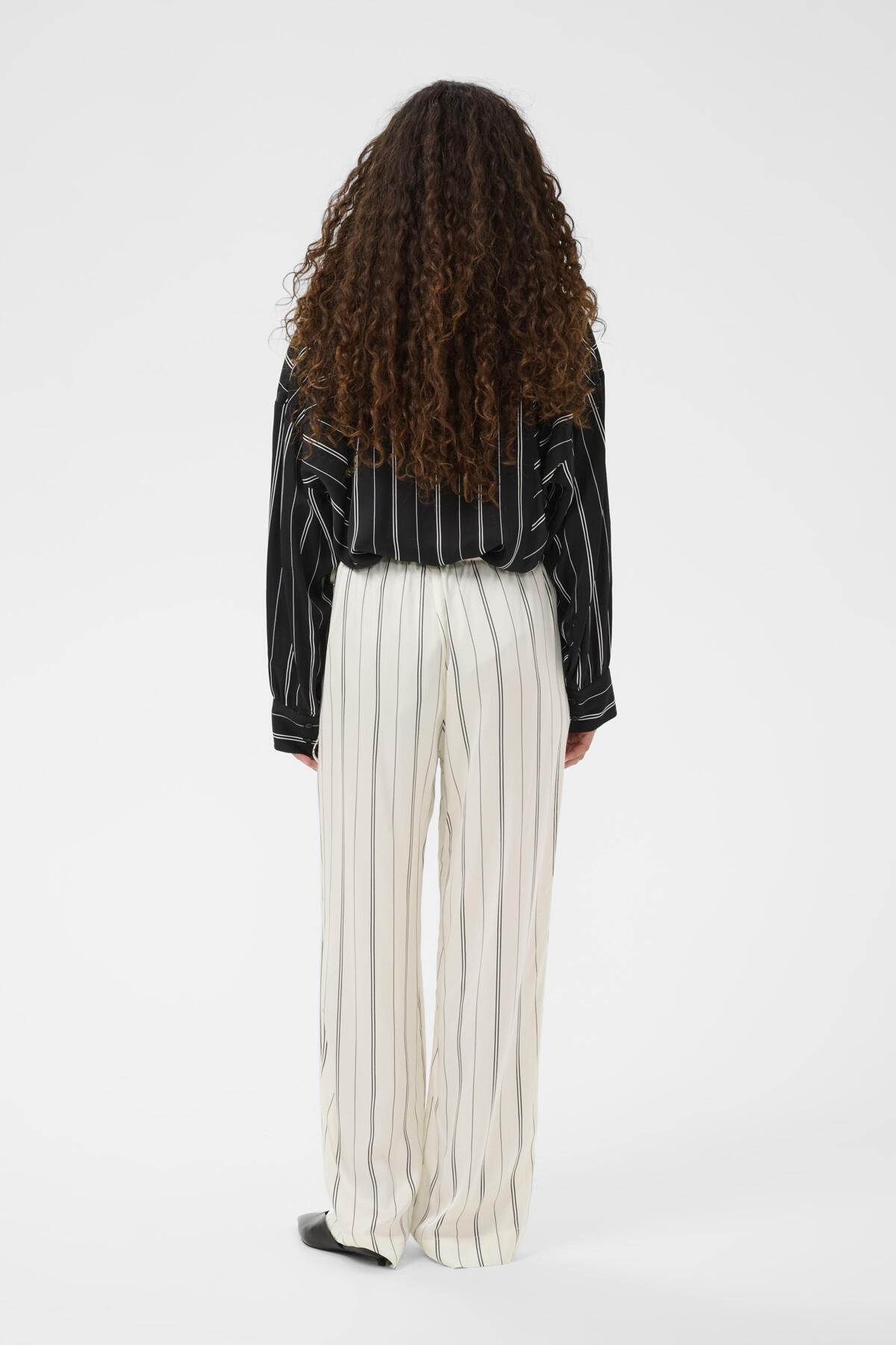 SLMarcela Printed Pants White W Black Stripes - 304534 - 30408923