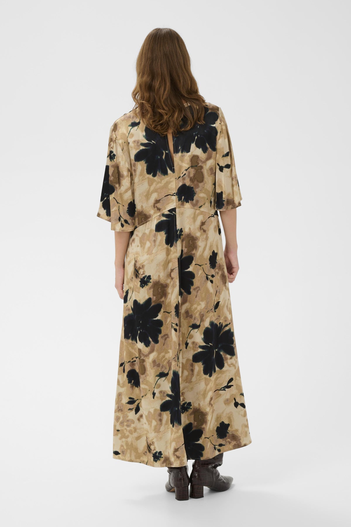 SLRiyan Dress Timberwolf Watercolor Print - - 30408963