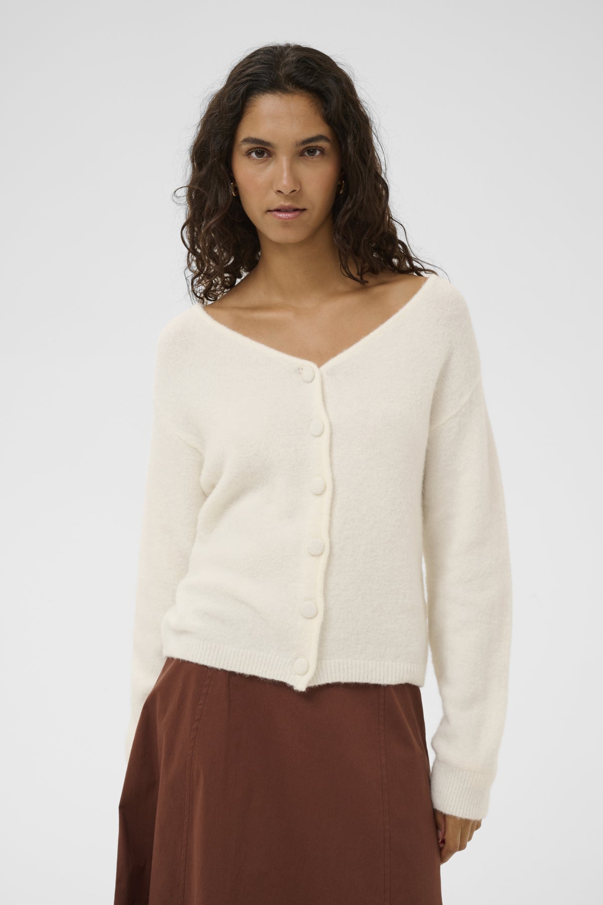 SLAnina V-Neck Cardigan Broken White - 111001 - 30408986