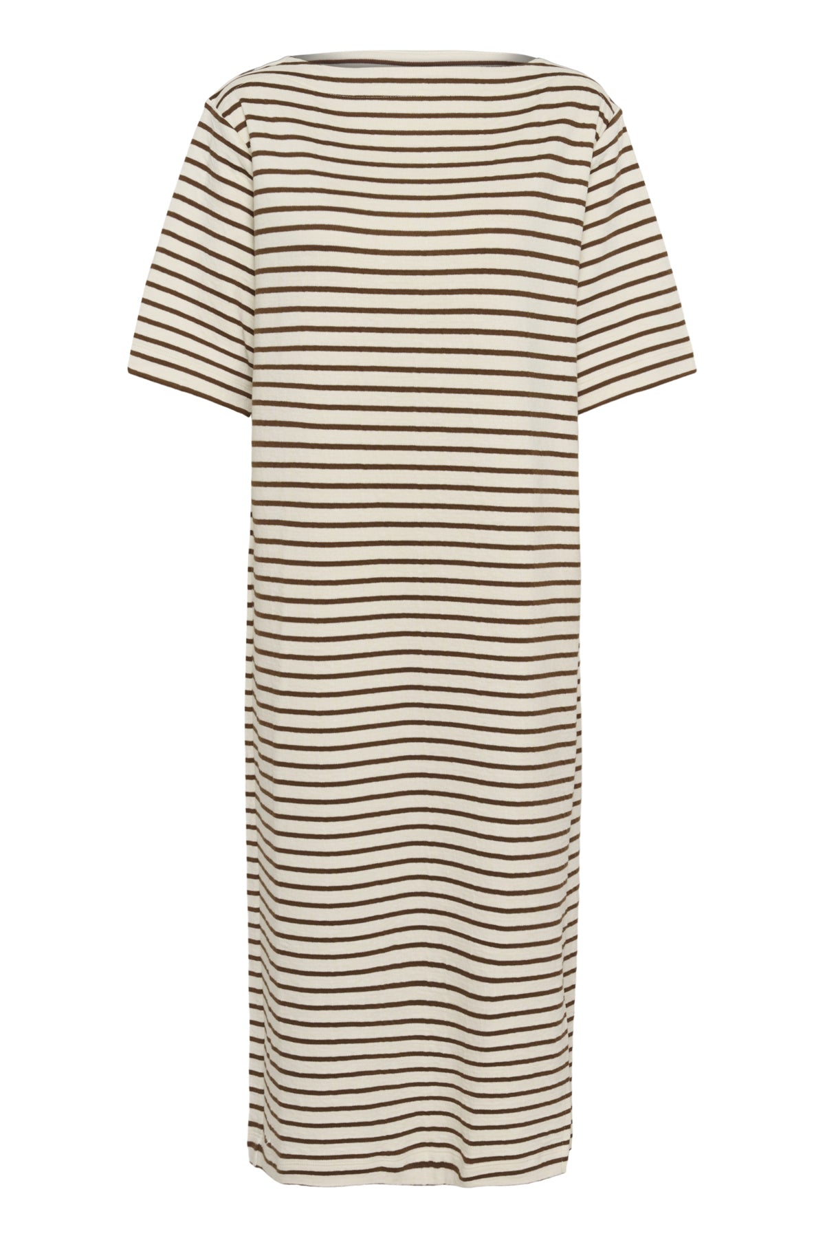 SLIngina Boatneck  Dress White and Cappucino Stripe - 3 - 30408994