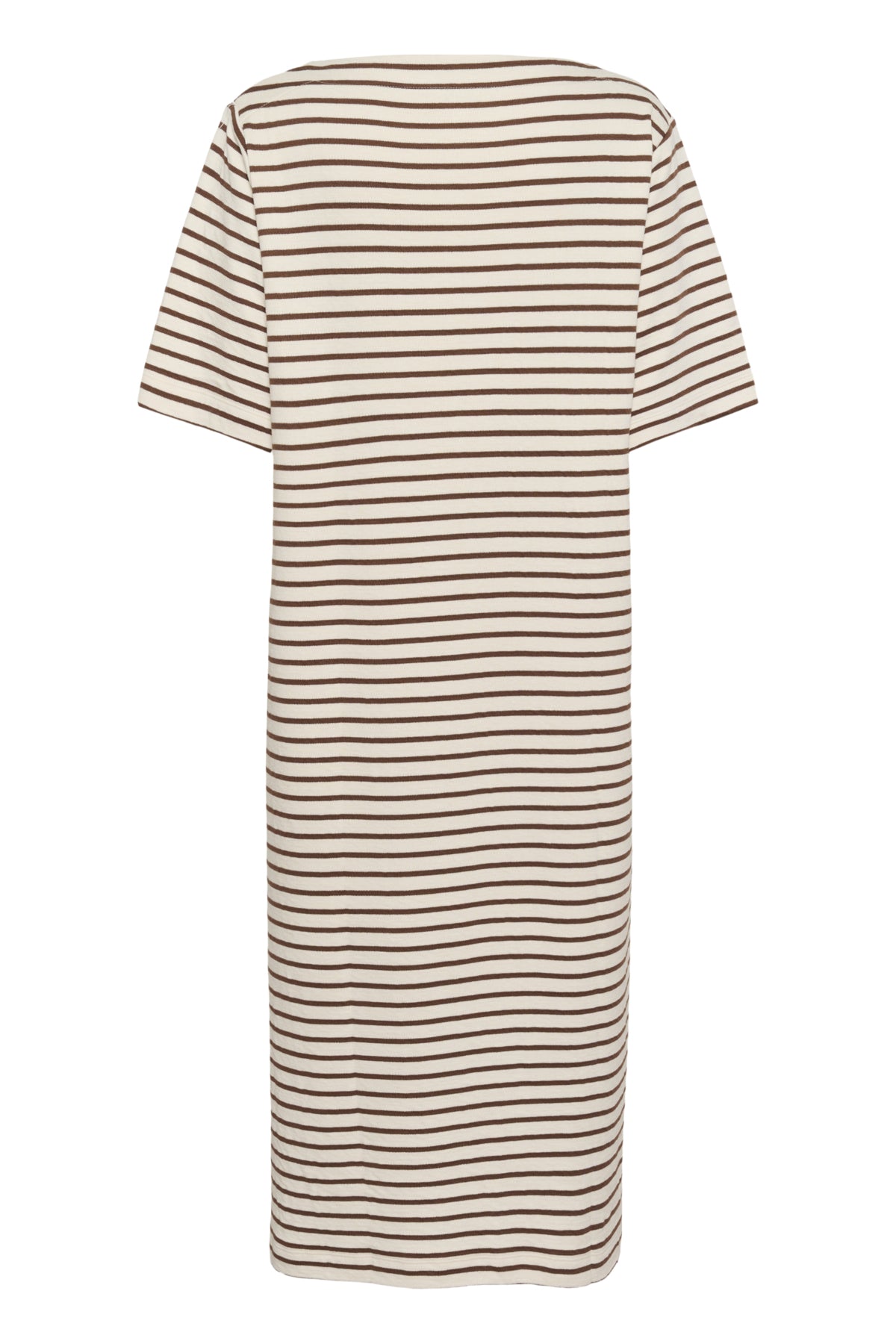 SLIngina Boatneck  Dress White and Cappucino Stripe - 3 - 30408994