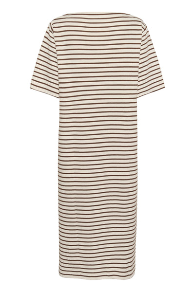 SLIngina Boatneck  Dress White and Cappucino Stripe - 3 - 30408994 Thumbnail
