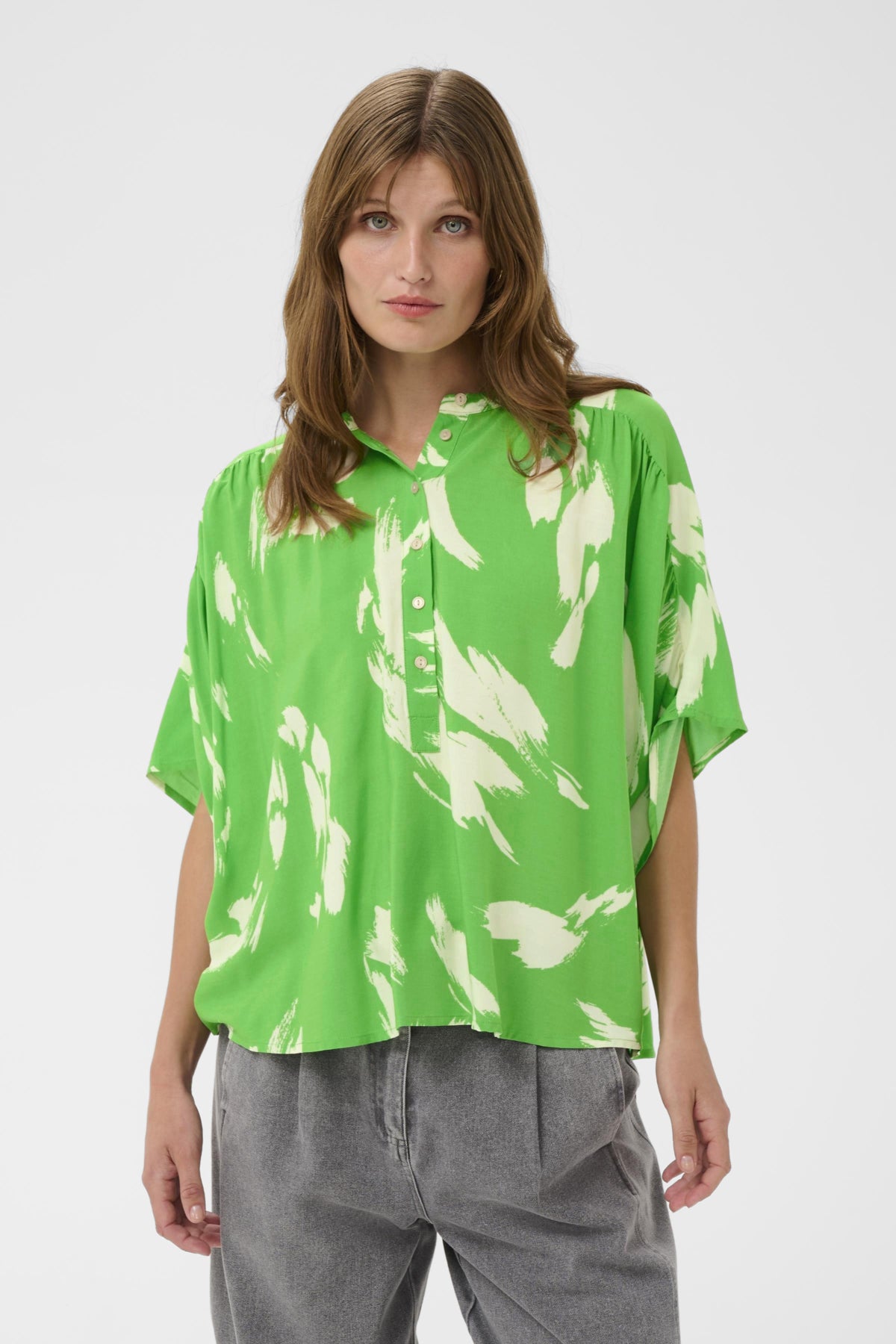 SLArjana Blouse SS Vibrant Green Splash Print - 3 - 30408998