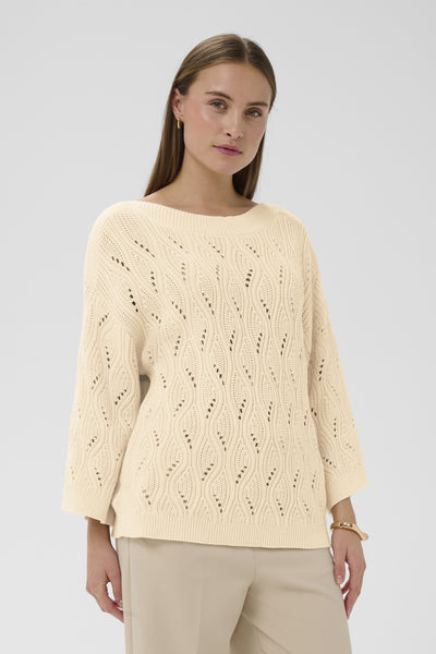SLRava Nanna Pullover 3/4 Whisper White - 110701 - 30409009 Thumbnail