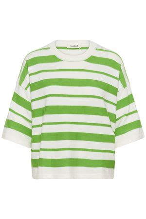 SLSpina Boxy Structure Pullove White w Green Stripe - 304694 - 30409012
