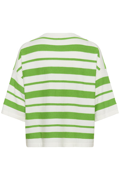 SLSpina Boxy Structure Pullove White w Green Stripe - 304694 - 30409012 Thumbnail