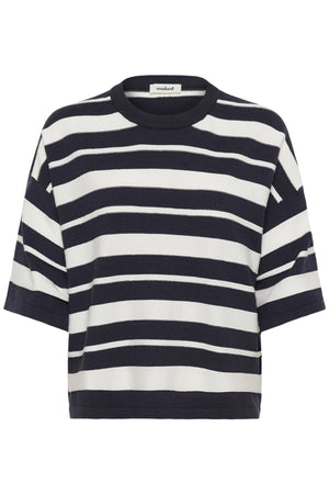 SLSpina Boxy Structure Pullove India Ink and White Stripe - 3 - 30409012