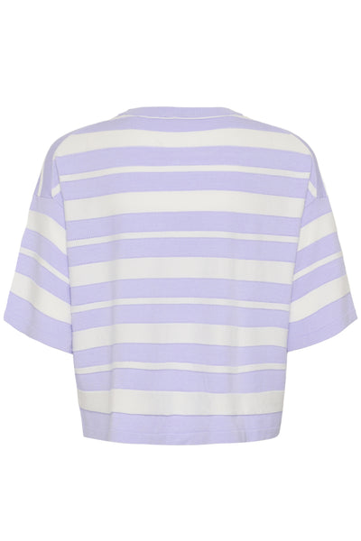 SLSpina Boxy Structure Pullove Purple Heather w White Stripe - 30409012 Thumbnail