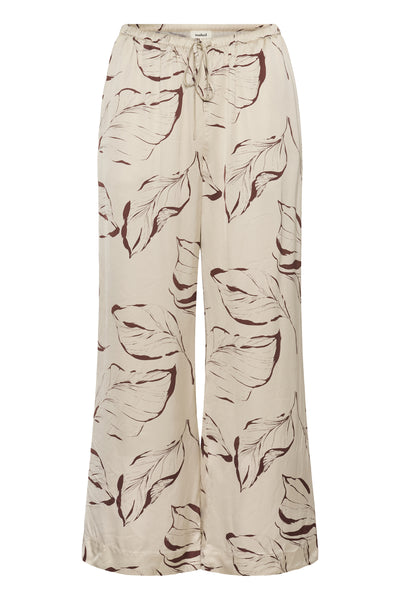 SLClero Flared Printed Pants Oatmeal Leave Print - 304871 - 30409023 Thumbnail
