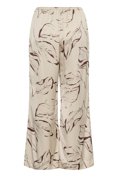 SLClero Flared Printed Pants Oatmeal Leave Print - 304871 - 30409023 Thumbnail