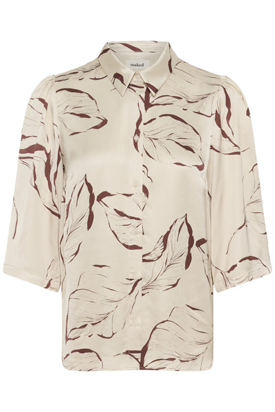 SLClero Printed Shirt SS Oatmeal Leave Print - 304871 - 30409030 Thumbnail