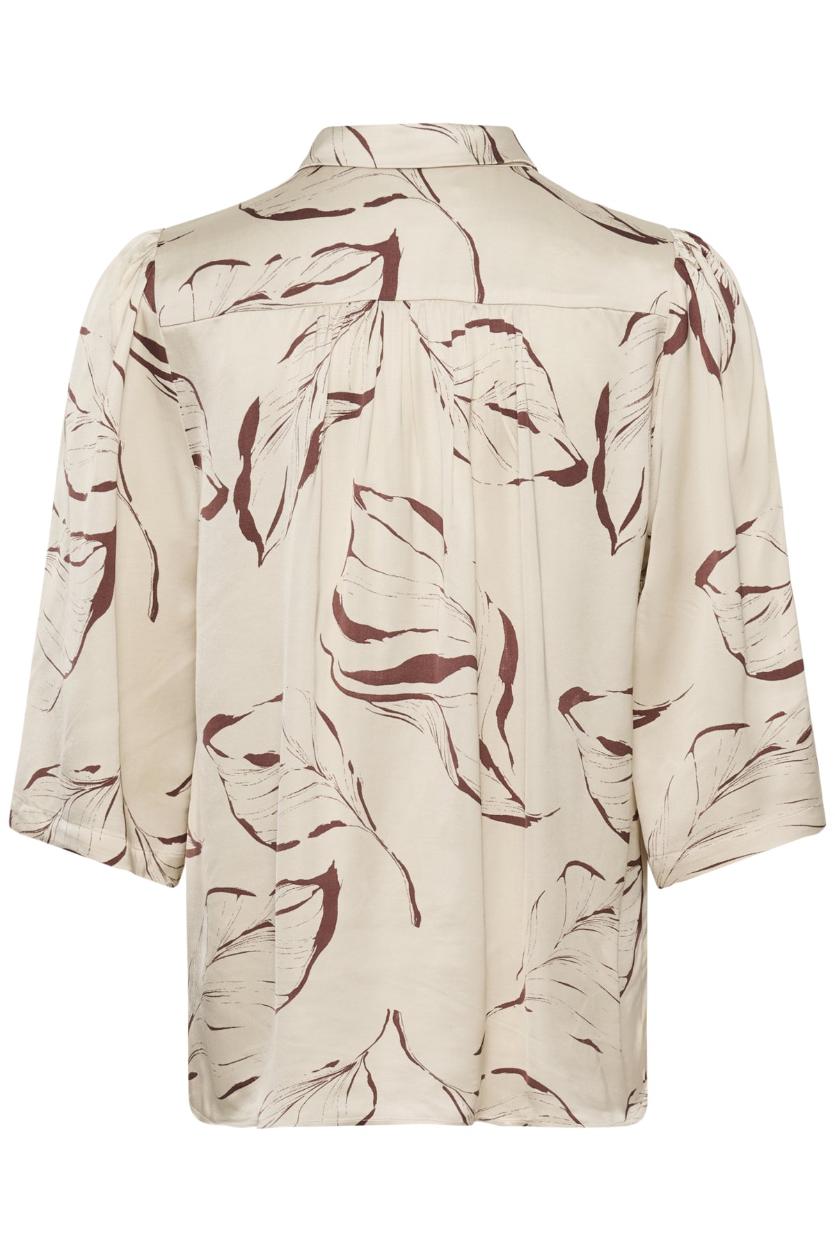 SLClero Printed Shirt SS Oatmeal Leave Print - 304871 - 30409030