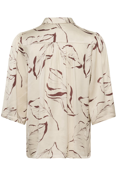 SLClero Printed Shirt SS Oatmeal Leave Print - 304871 - 30409030 Thumbnail