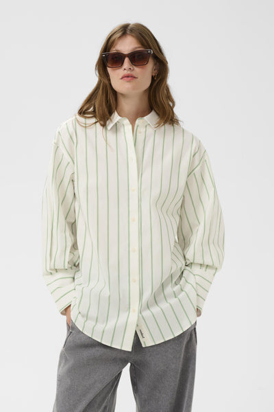 SLNoelle Striped Shirt Vibrant Green and White Stripe - 30409039 Thumbnail