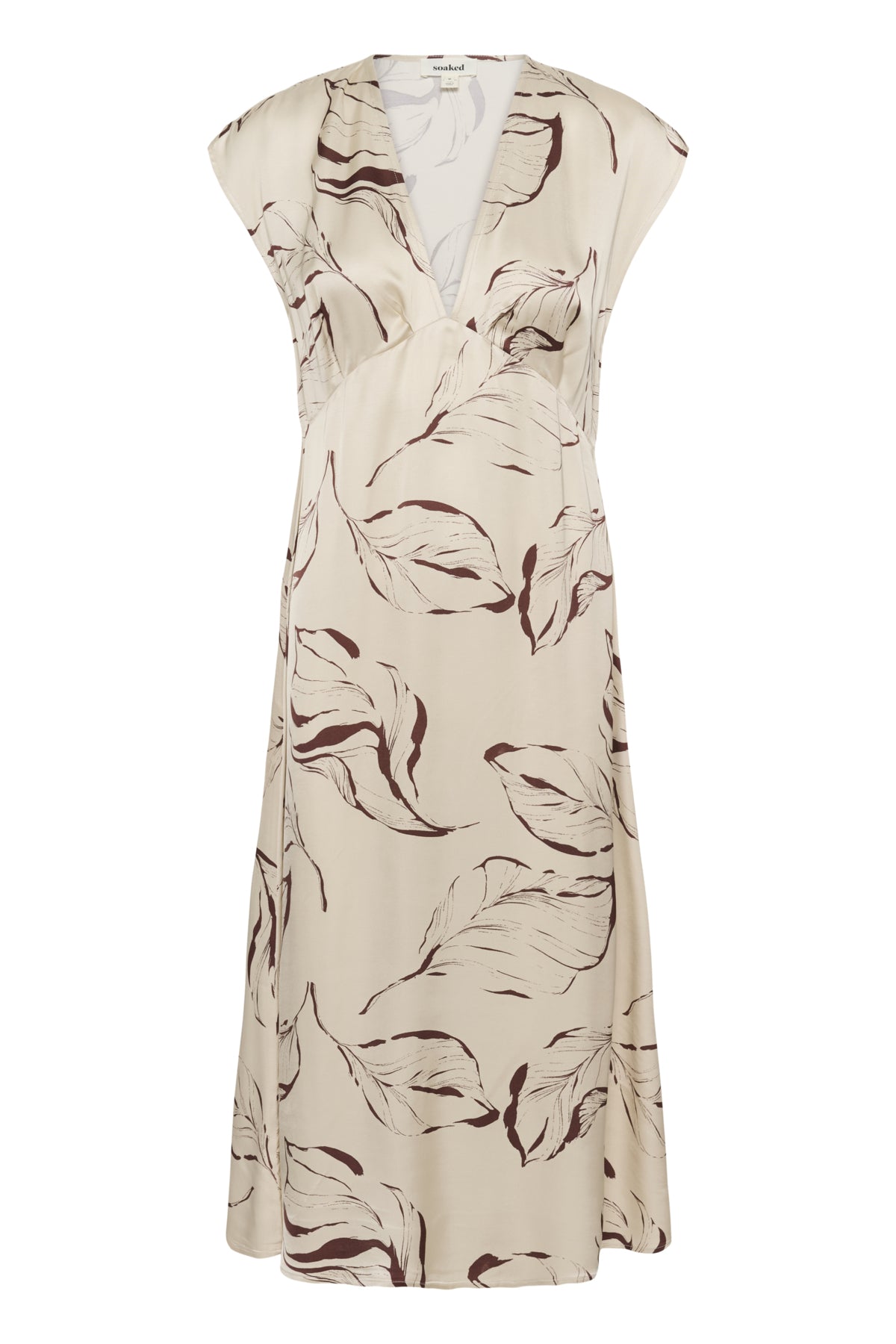 SLClero Midi Printed Dress Oatmeal Leave Print - 304871 - 30409240