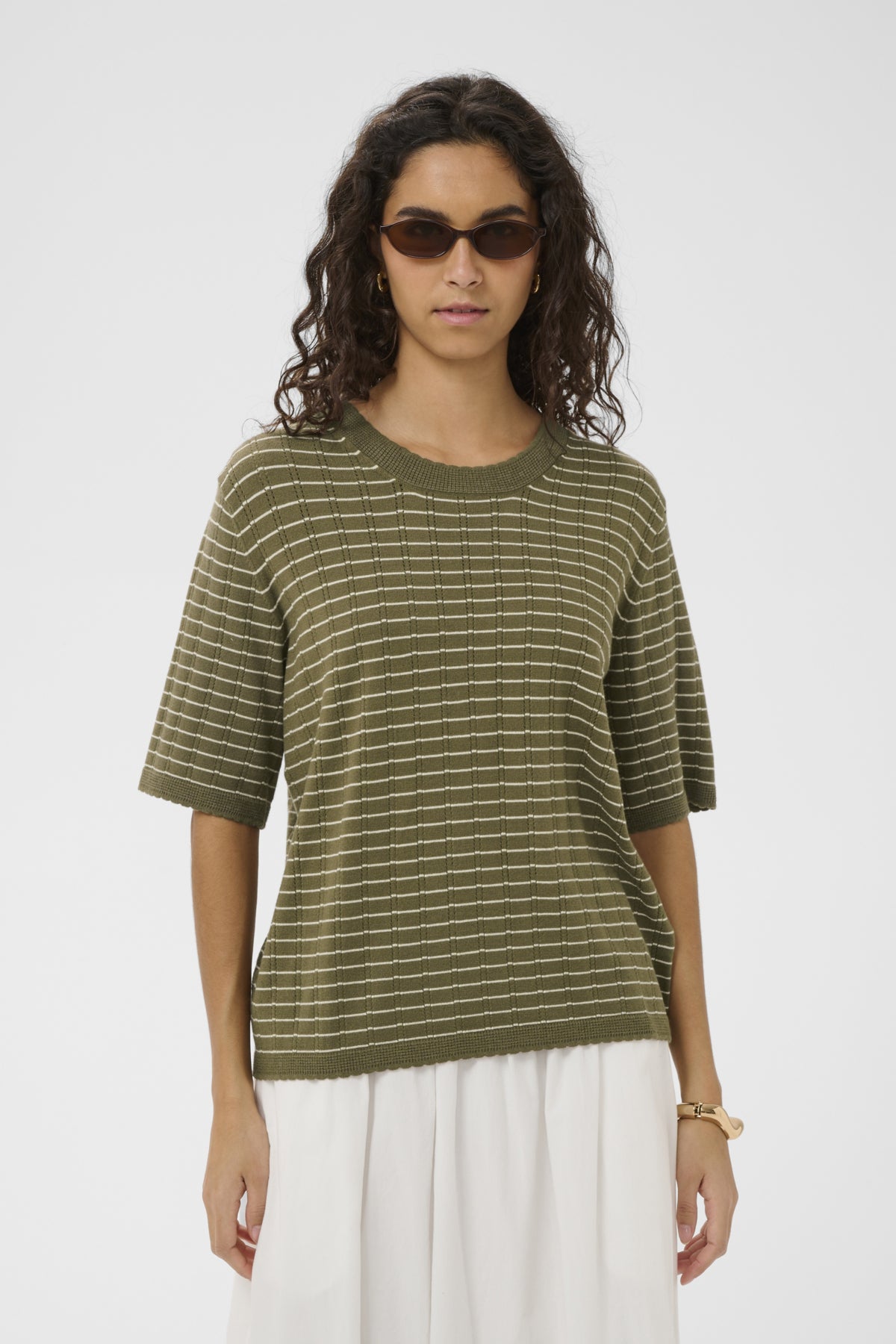 SLSpina Pullover SS Dusky Green w Turtledove St - - 30409267