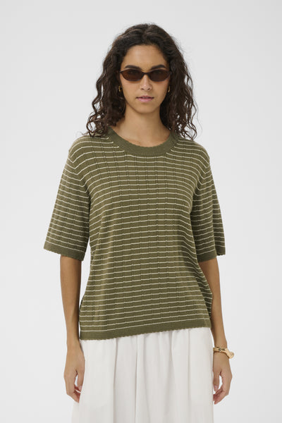 SLSpina Pullover SS Dusky Green w Turtledove St - - 30409267 Thumbnail