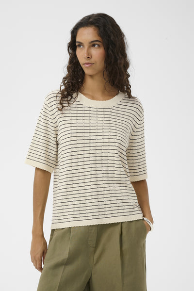 SLSpina Pullover SS Turtledove w Black stripe - 30 - 30409267 Thumbnail
