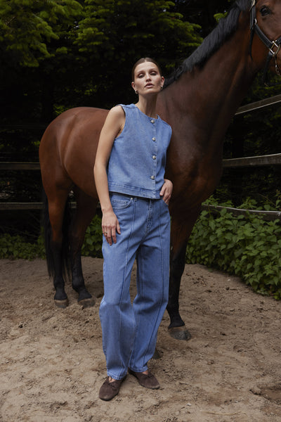 SLRinatina Barrel Jeans Medium Blue Denim - 301130 - 30409277 Thumbnail