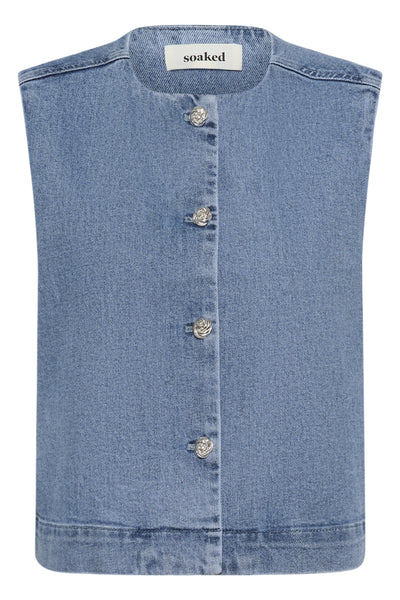SLRinatina Waistcoat Medium Blue Denim - 301130 - 30409278 Thumbnail