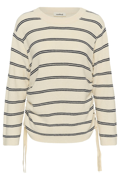 SLSanja Ruching Pullover Turtledove v Navy Stripe - 305 - 30409303 Thumbnail