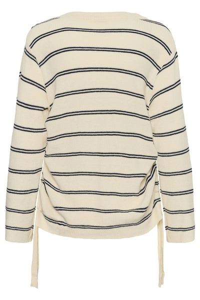 SLSanja Ruching Pullover Turtledove v Navy Stripe - 305 - 30409303 Thumbnail