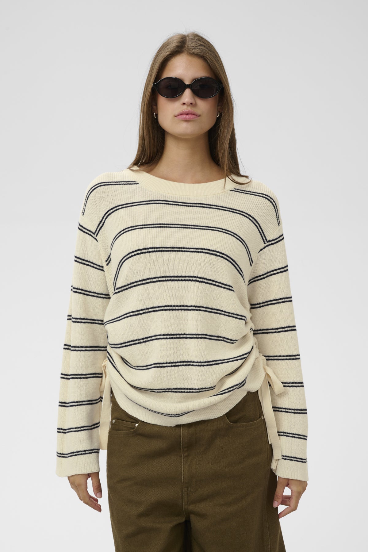 SLSanja Ruching Pullover Turtledove v Navy Stripe - 305 - 30409303