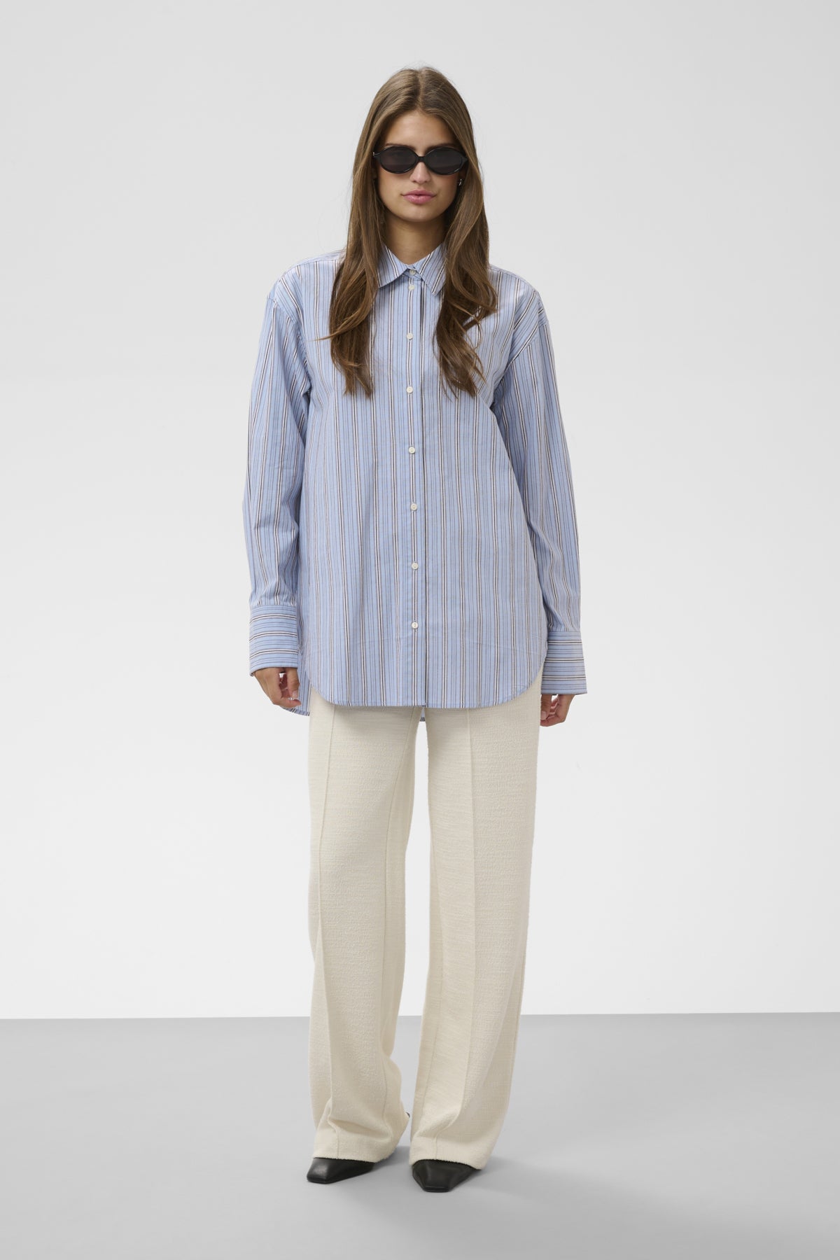SLNoelle Striped Yoke Shirt LS Ashely Blue Stripes - 305045 - 30409340