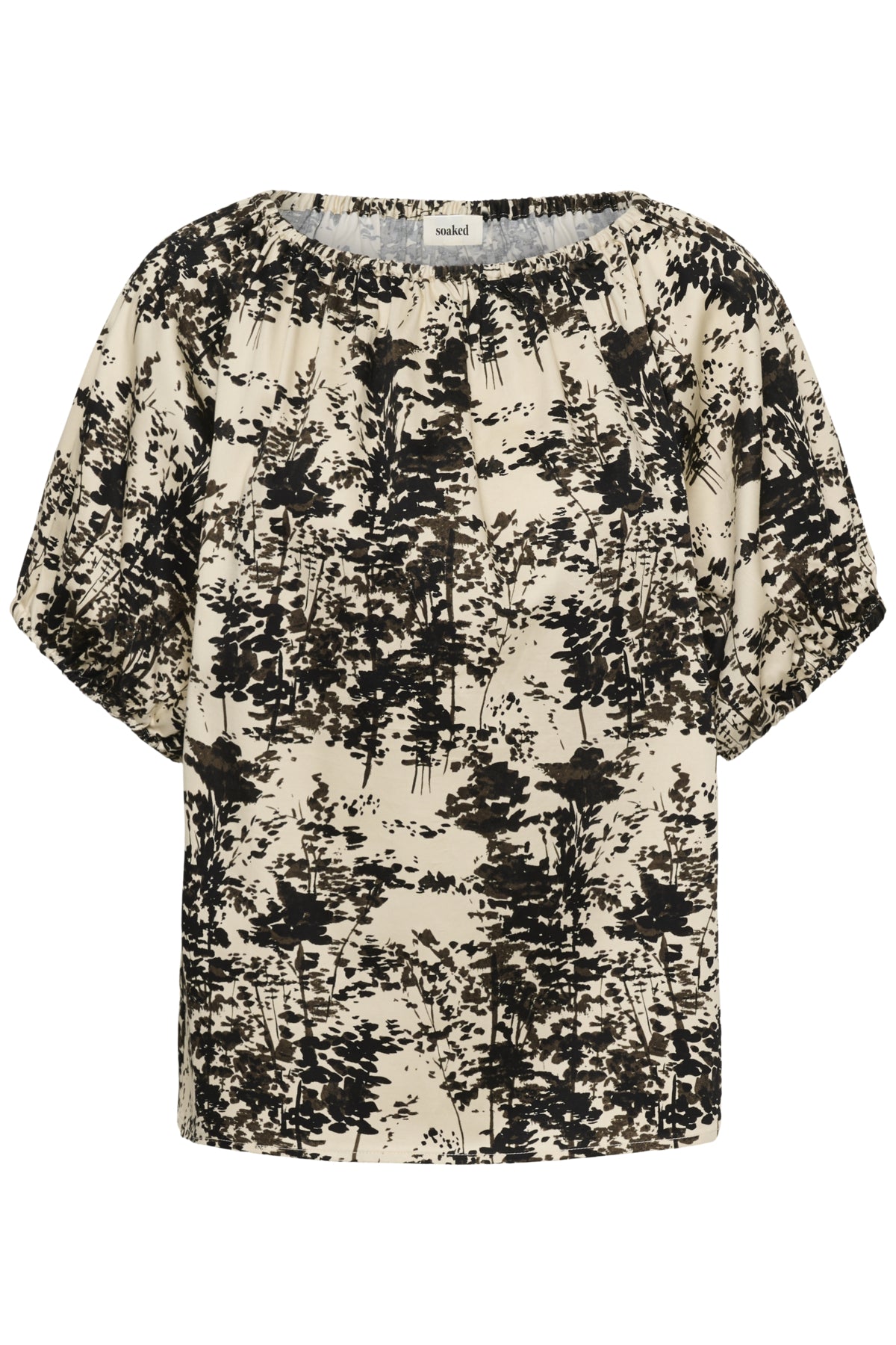 SLNaelle Printed Blouse SS Oatmeal Forest - 305085 - 30409345