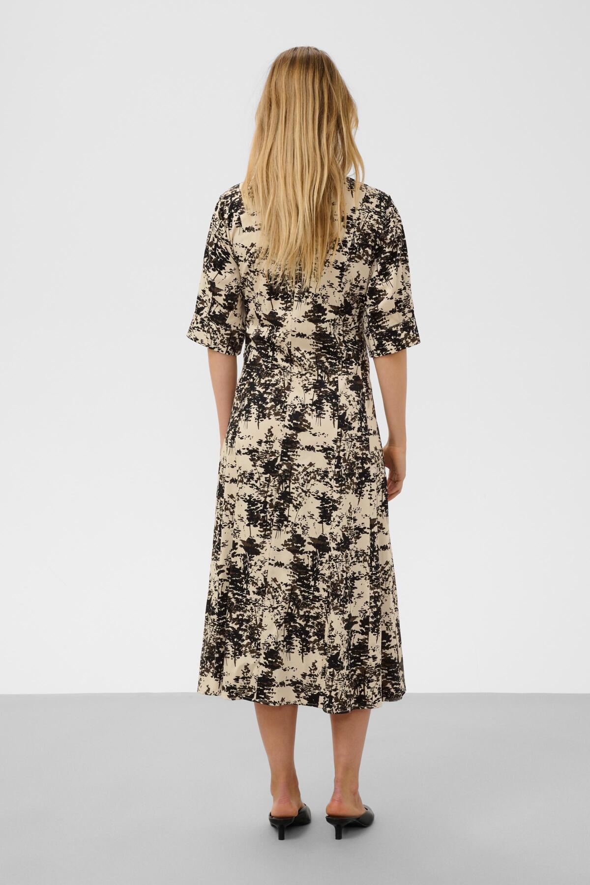 SLNaelle Chaman Printed Dress Oatmeal Forest - 305085 - 30409353