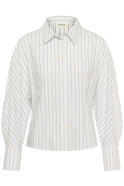 SLNoelle Balloon Shirt White and Beech Stripe - 30508 - 30409361 Thumbnail