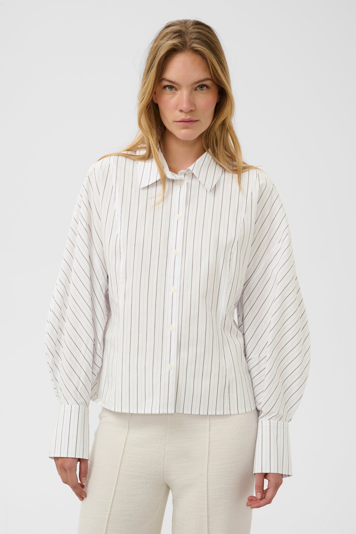 SLNoelle Balloon Shirt White and Beech Stripe - 30508 - 30409361