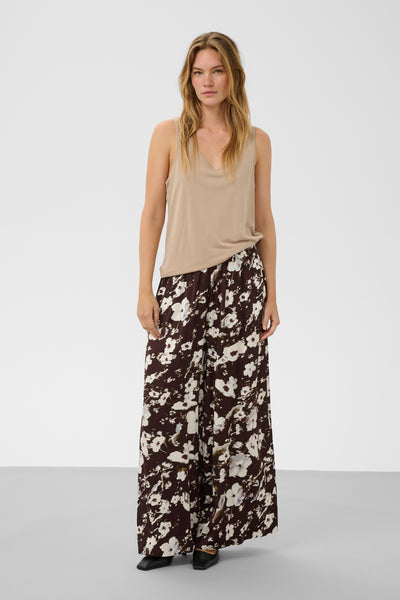 SLClero Noelle Printed Pants Brown Flower Print - 305074 - 30409383 Thumbnail