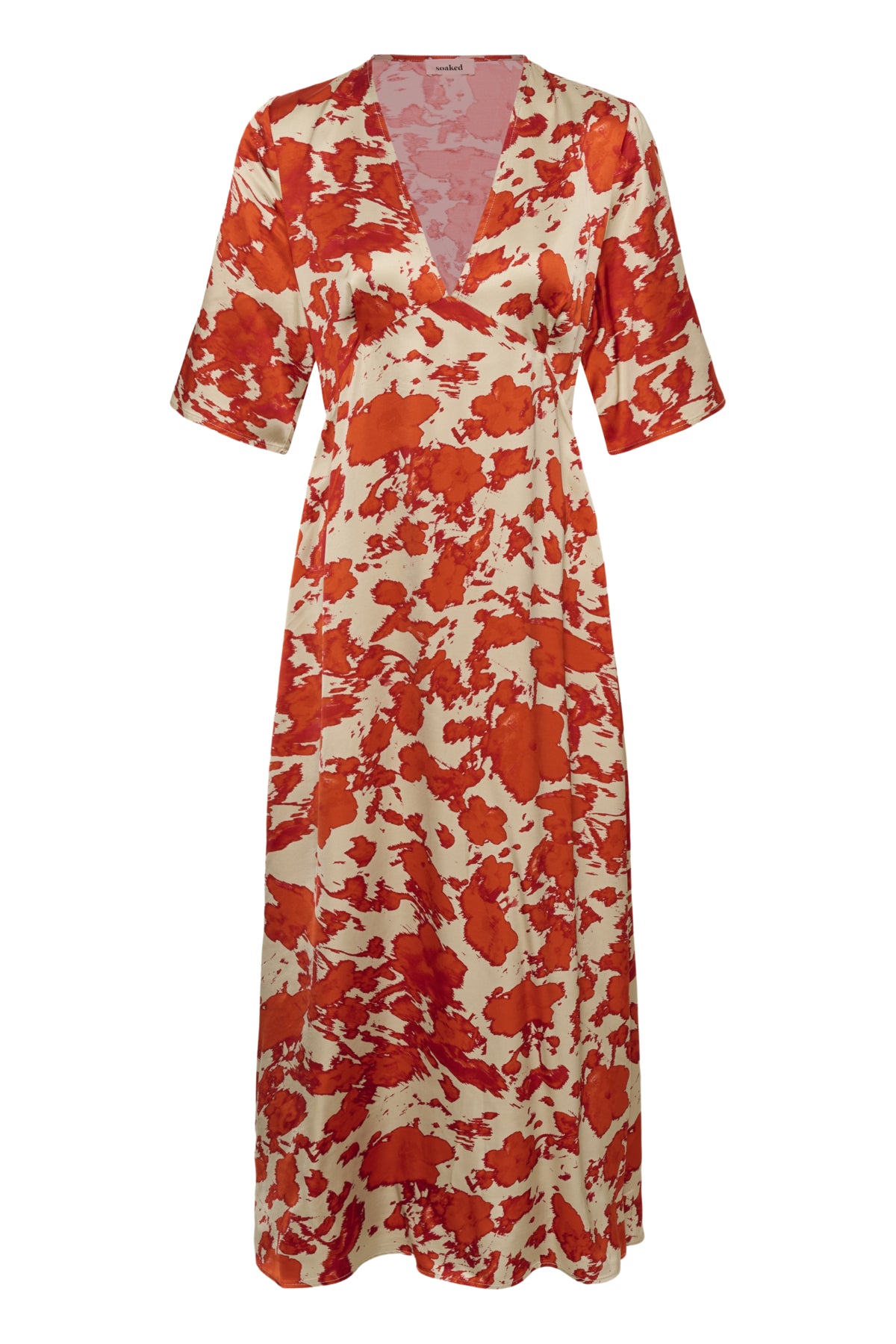 SLClero Midi Printed Dress SS Pureed Pumpkin Flower Print - - 30409386