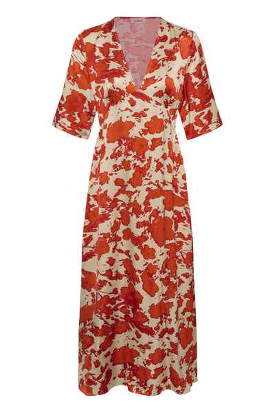 SLClero Midi Printed Dress SS Pureed Pumpkin Flower Print - - 30409386 Thumbnail