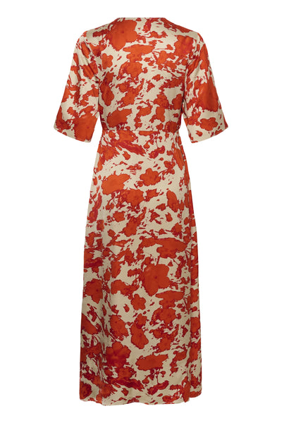 SLClero Midi Printed Dress SS Pureed Pumpkin Flower Print - - 30409386 Thumbnail