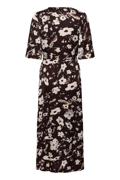 SLClero Midi Printed Dress SS Brown Flower Print - 305074 - 30409386 Thumbnail
