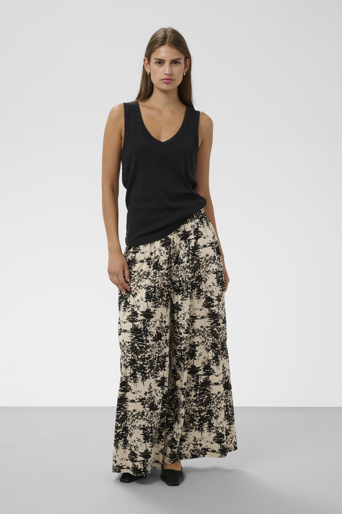 SLNaelle Printed Pants Oatmeal Forest - 305085 - 30409405