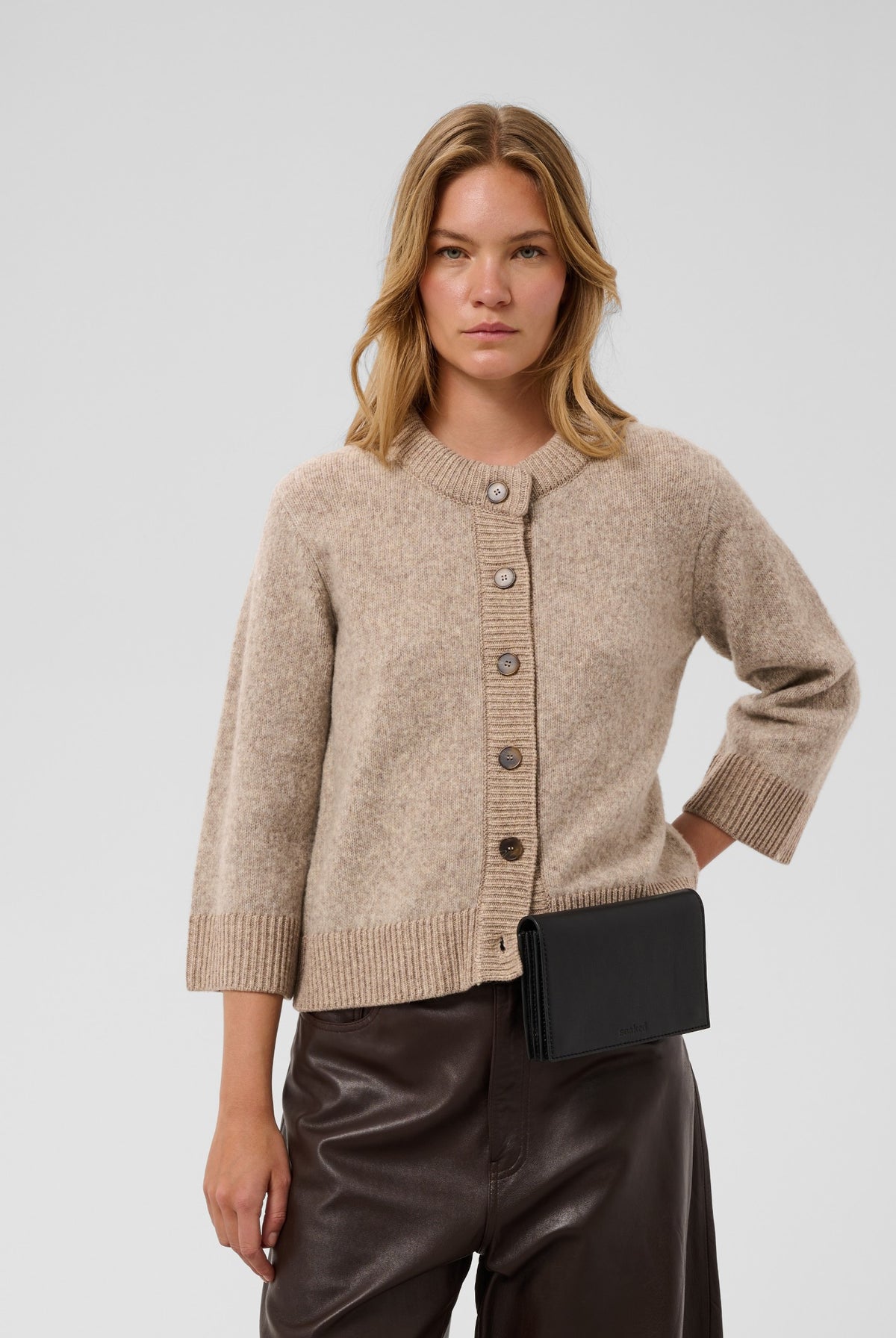 SLIdalia Cardigan SS Walnut Melange - 1811121 - 30409424
