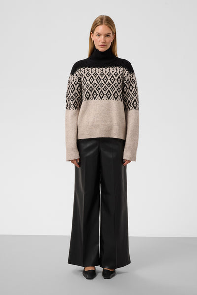 SLKaegan Pullover Black and Pistachio Fair Isle - 30409436 Thumbnail