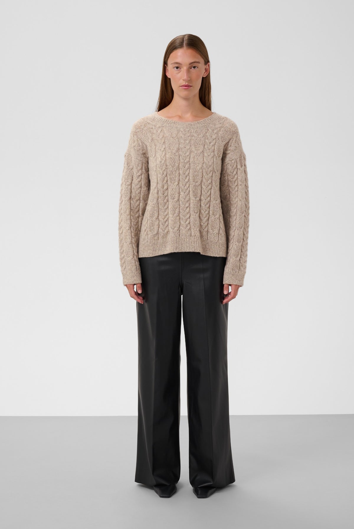 SLIdalia Cable Pullover Walnut Melange - 1811121 - 30409448
